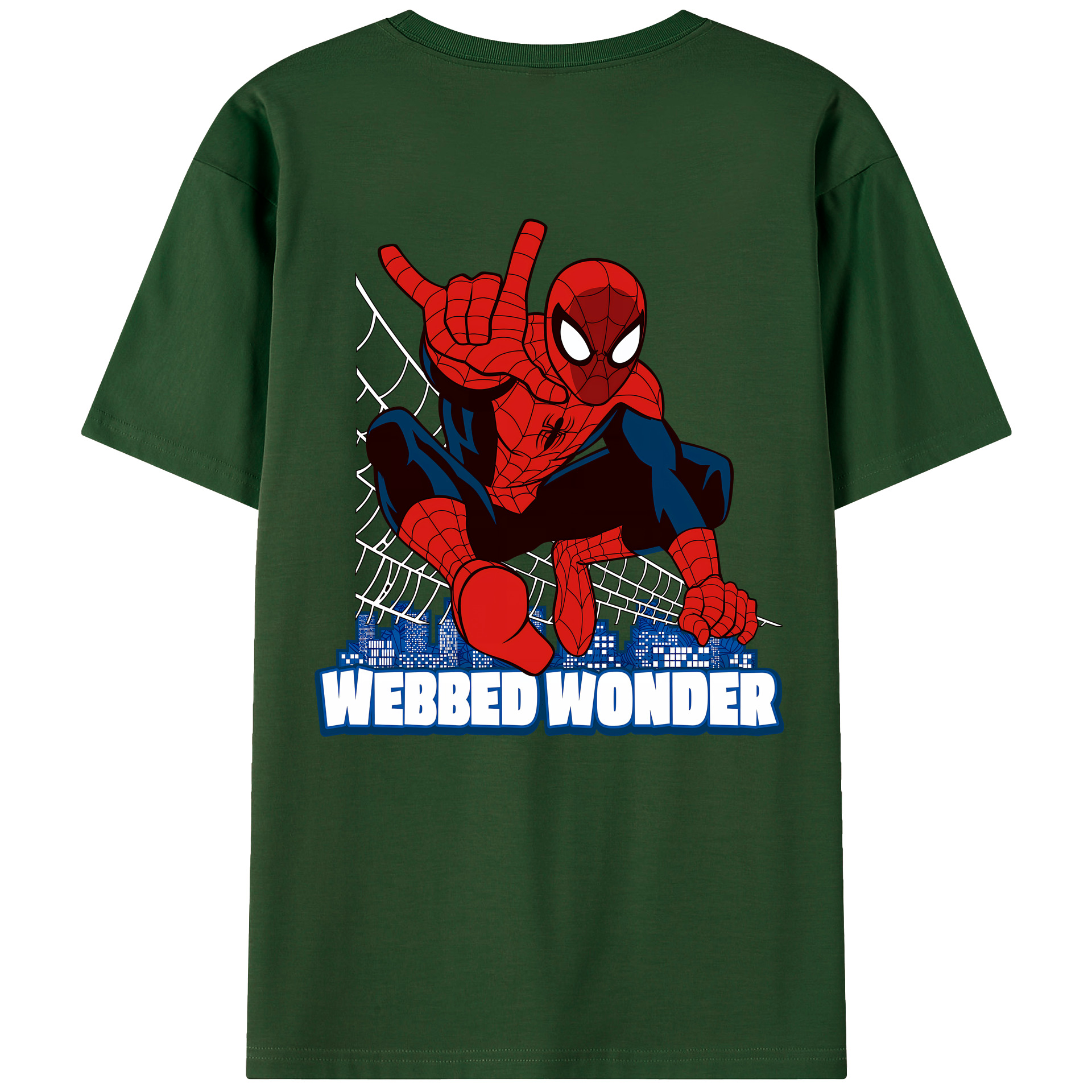 （画像用） Spider Man スパイダーマン 綿100％半袖Tシャツ（背面プリント）